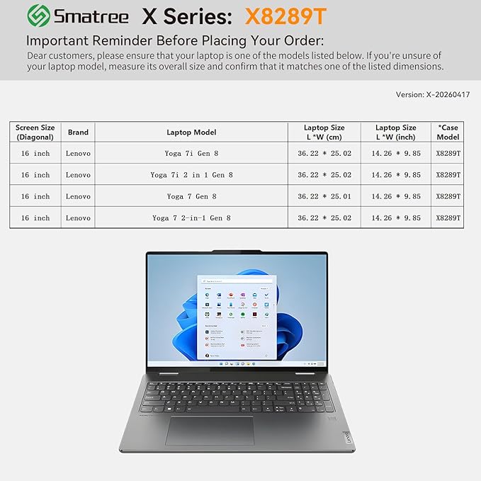 Smatree Hard EVA Protective Sleeve Case Compatible for 16 inch Lenovo Yoga 7i/7 2-in-1 Gen 8, for 16 inch Lenovo Yoga 7i/7 Gen 8, Anti-Shock and Waterproof Laptop Case, Green (X8289TG)