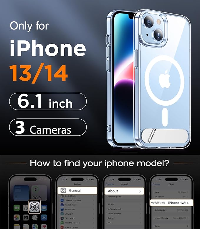 Magnetic Compatible with iPhone 14 Case/iPhone 13 Case,[Built-in Invisible Kickstand][Compatible with MagSafe] [Military Grade Shockproof] Slim Thin Phone Case for iPhone 14/13 6.1"