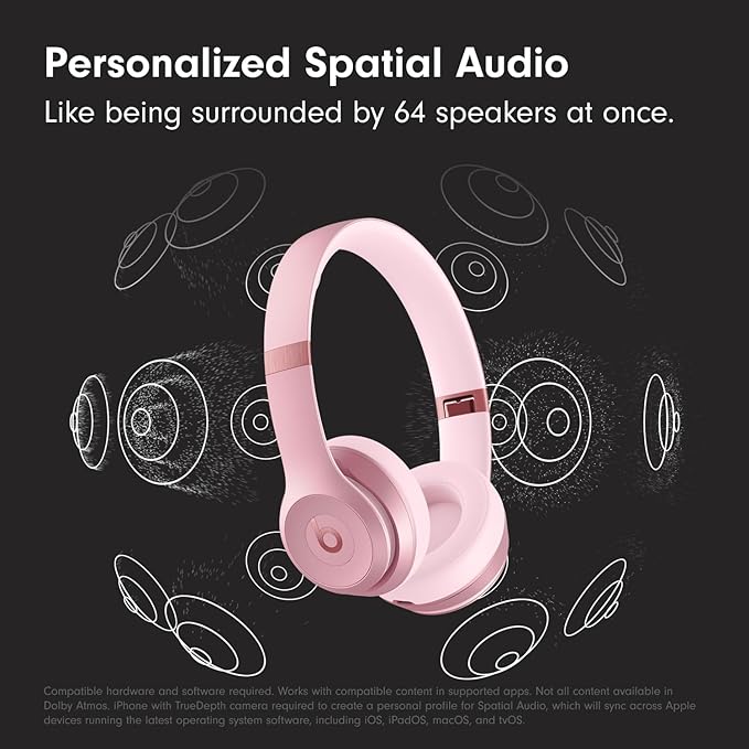 Beats Solo 4 - Wireless On-Ear Bluetooth Headphones, Up to 50-Hour Battery Life, Ultra-Lightweight Comfort, Powerful and Balanced Sound, Apple & Android Compatible - Amazon Exclusive Metallic Pink