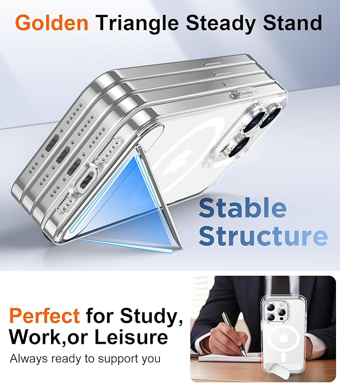 Magnetic Compatible with iPhone 15 Pro Max Case, [Built-in Invisible Kickstand][Compatible with MagSafe] [Military Grade Shockproof] Slim Thin Phone Case for iPhone 15 Pro Max 6.7"