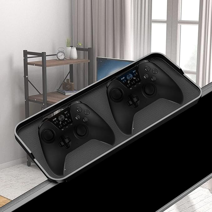 TETVIK TV Screen Top Shelf Monitor Shelf Adjustable Computer Screen for Office Desk, Cellphone Stand, Media Box, Game Console, Router 11.8 x4.7 inch TV Tray Stand Mount Storage Organizer Bracket