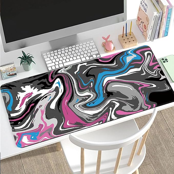 Rcege Large Mouse Pad for Desk - Gaming Mouse Pad with Stitched Edges, Anti-Slip Base for Keyboard and Mouse(Abstract Purple, 23.6L x 11.8W inches)
