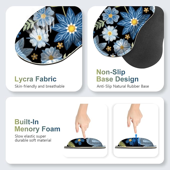 Large Gaming Mouse Pad Set, 4 in1 Ergonomics Keyboard Desk Mat with Memory Foam Wrist Rest, Computer PC Extended Game Mousepad, Non-Slip Desk Pad Matt Easy Typing Pain Relief I Forget-me-not