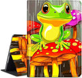 for Amazon Kindle Fire HD 8 (8th/7th/6th Generation, 2018/2017/2016 Release) 8" Tablet Case, Slim Kickstand Stand Leather Smart Cover with Auto Wake/Sleep, Green Frog Mushroom