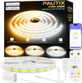 PAUTIX CCT COB LED Strip Light White Tunable 6400LEDs,CRI90+ 32.8ft/10m Dimmable 2700K-6500K 24V LED Tape Lights Kit,Work with Alexa/Google Assistant,for Under Cabinet Bedroom Kitchen DIY Lighting