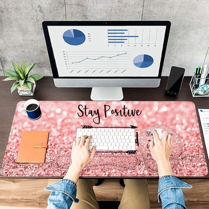 LATEEFAH Mouse Pad with Wrist Rest, Large Mouse Pad, Ergonomic Gaming Desk Pad Keyboard Wrist Rest Set, 4-in-1 Desk Mat Keyboard Mat for Home, Office