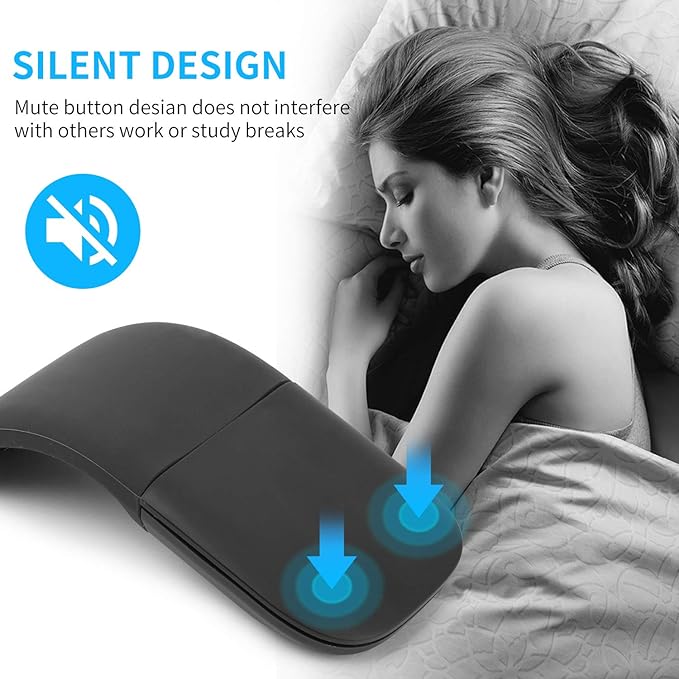 Wireless Foldable Mouse Folding Touch Mice (2.4G Wireless with USB Receiver)-Black