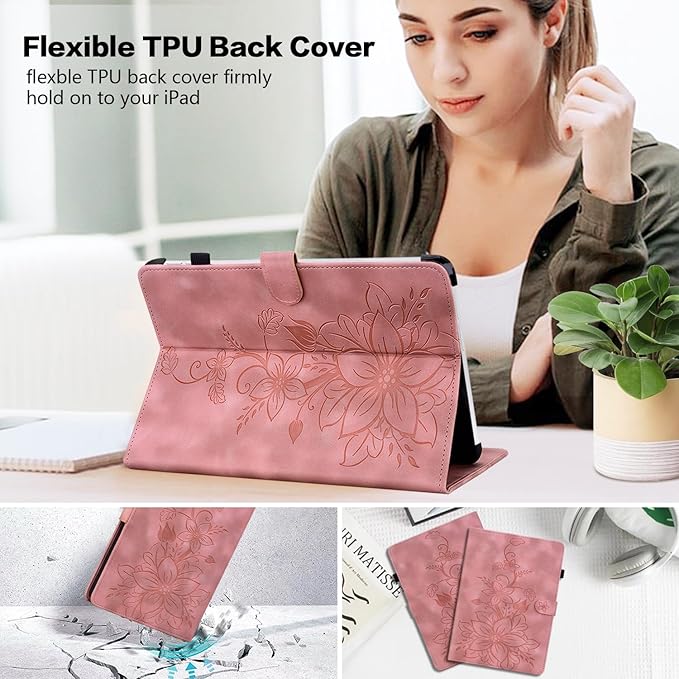 Case for iPad 9th Generation (2021) / 8th Generation (2020) / 7th Gen (2019) 10.2 Inch, Auto Wake/Sleep Supports Pencil Holder Magnetic Clasp Stand Cover, Pink