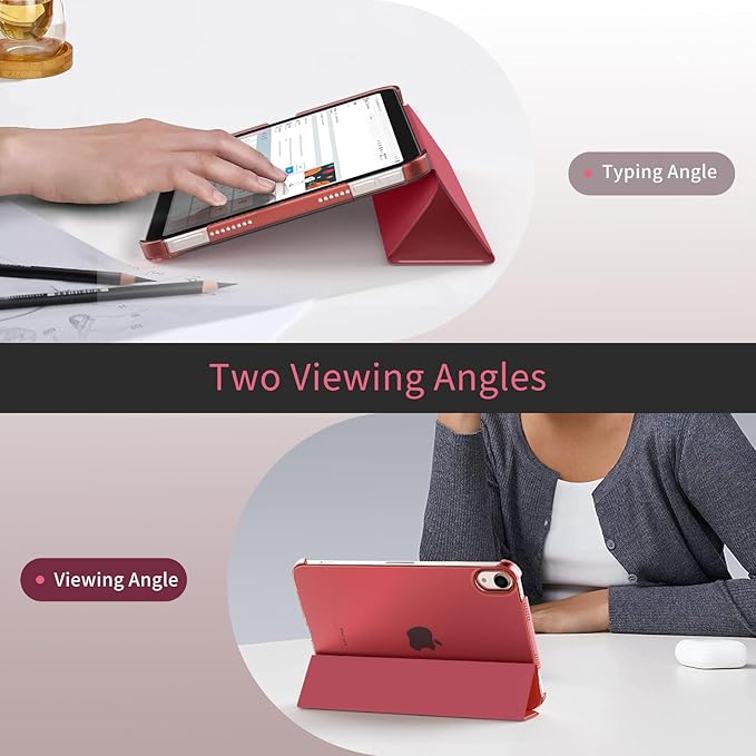 MoKo for iPad mini 7 (A17 Pro) Generation Case 2024, iPad mini 6 Case 2021, 8.3-inch Slim Lightweight Protective Hard Back PC Shell Stand Cover Support Touch ID, Auto Wake/Sleep, Wine Red