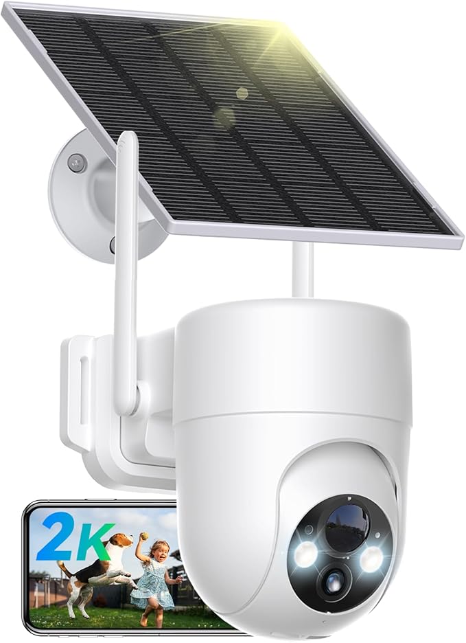 LIWAN Security Camera Wireless Outdoor, 2.4G WiFi Solar Security Cameras for Home Security, Surveillance Camera Outside, Solar Powered, 2K Color Night Vision, PIR Detection, 2-Way Talk