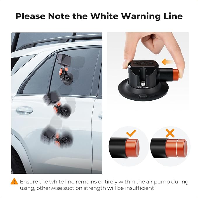 K&F CONCEPT 3" Dual Suction Cup Mount Sets for Camera with 360° Ball Head Heavy Duty Camera Mount for Car Windshield, Hood, Side Panel Compatible with GoPro, DJI, Insta360, DSLRs, Phone