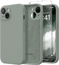 Magnetic for iPhone 14 Case, Compatible with MagSafe, [Full Camera Protection][Screen Protector] Silicone Shockproof Protective Phone Case for iPhone 14 6.1 inch, Calke Green
