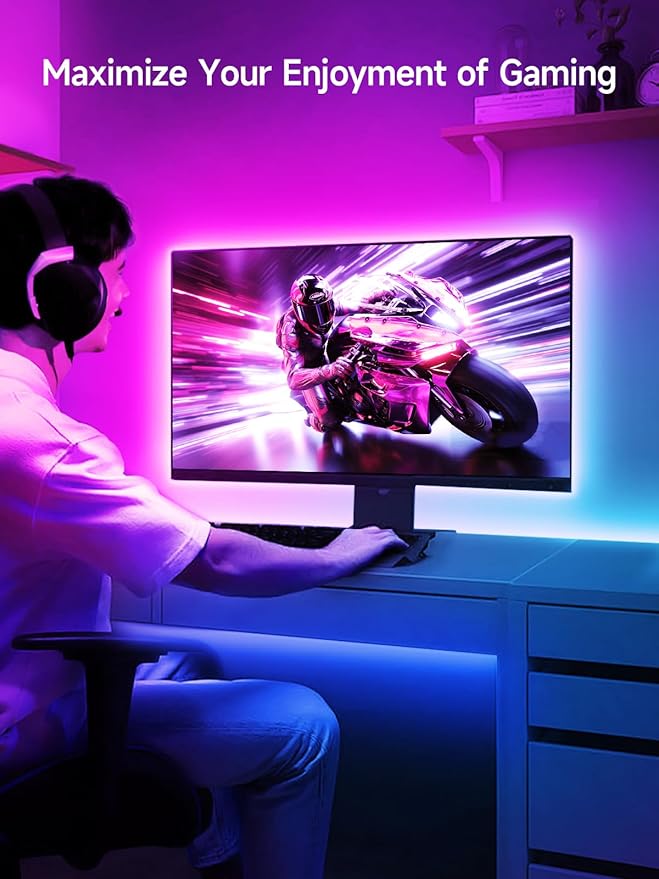 Tyute TV LED Lights, 13.1ft LED Lights for 40-65 Inch TV Behind Lighting, RGB Color Changing TV Backlight with APP & Remote Control, Music Sync USB LED Strip Light for Bedroom Gaming Room Decor