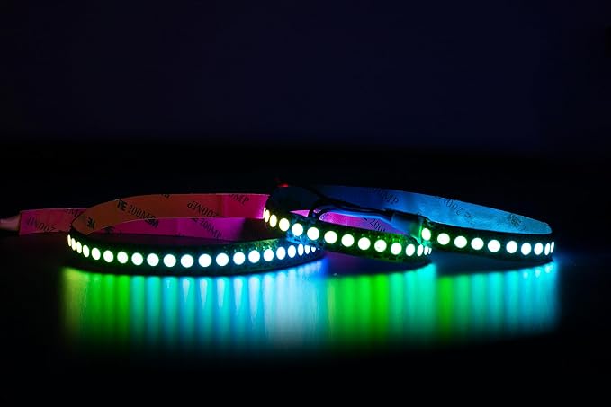 WS2812B LED Strip Individually Addressable Light 144Pixels/m SMD 5050 RGB Pixel Strip DC5V, 3.2FT 144LED IP30, White PCB LED Strip with WS2812B Controller (USB)