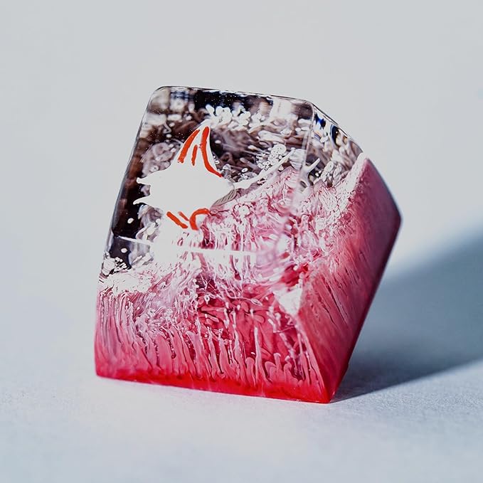 Manta Ray Artisan Keycap Pink Ocean Coral R1 SA Profile Custom Sea Creatures Keycaps 1U ESC Handmade Gaming Resin Key Cap Cherry MX Switch Compatible Mechanical Keyboard Manta Ray Lover Gift