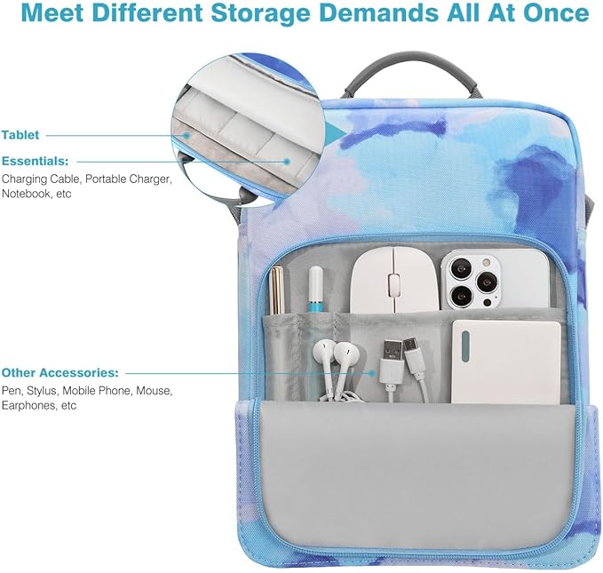 Dadanism 9-11 Inch Tablet Sleeve Bag Carrying Case with Shoulder Strap for iPad (A16) 11", iPad 10th Gen 10.9", iPad Air M4/Pro M5 11", iPad 9/8/7th 10.2", Galaxy Tab A11+ Plus 11",Graffiti blue
