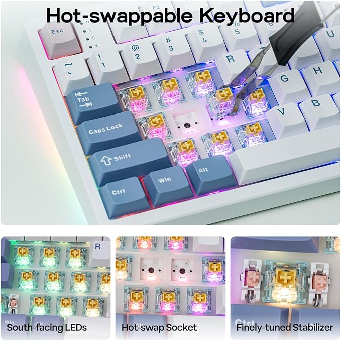 EPOMAKER TH108 PRO Full Size Mechanical Keyboard with Screen & Knob, Wireless Gaming Keyboard with 10000mAh, Creamy Gasket, Hot Swap, Custom Driver, RGB Backlight (White, Creamy Jade)