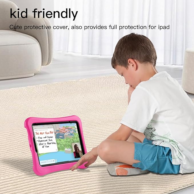 Kids Case for iPad Mini 7 (A17 Pro) 2024 /iPad Mini6 2021, Light Weight Heavy Duty/Shockproof/Drop Proof with Handle/Kickstand, Child Friendly Cover for iPad Mini 7th/6th Gen 8.3inch (Hot Pink)