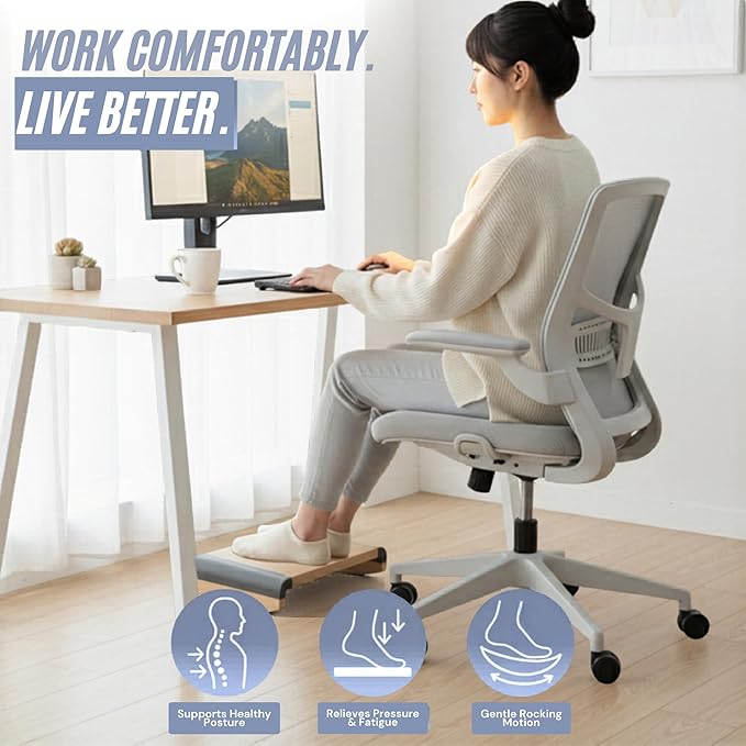 Tiel Ergonomic Foot Rest for Under Desk at Work, Rocking Footrest with Comfort Support, Office Foot Stool for Desk Chair, Leg Rest Stand for Home and Remote Office