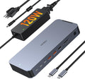Laptop Docking Station with 120W Power Adapter,18 in 1 USB C Docking Station Dual Monitor,USB C HUB with 2HDMI+DP,10Gbps USB-A/C Ports,Ethernet,SD/TF, Audio,Screen Off Button,USB C Dock for Dell,HP