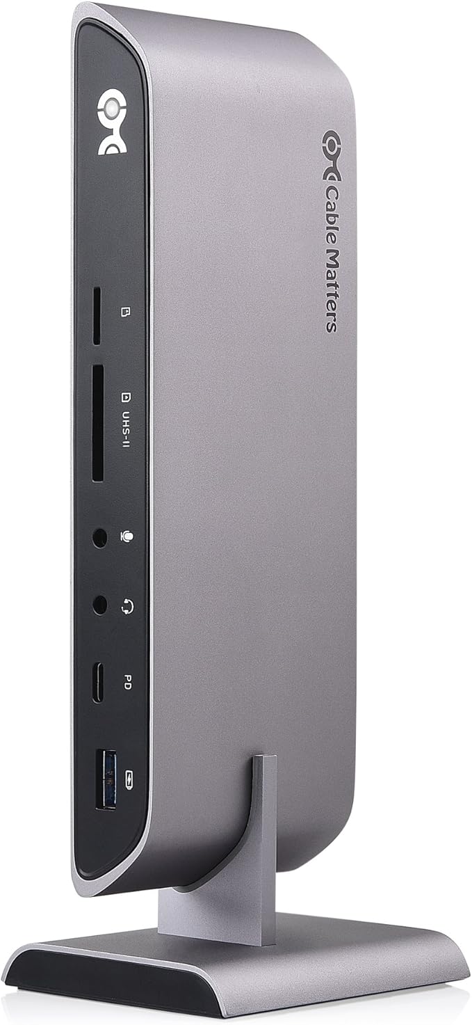 Cable Matters USB C Dock for Windows - Dual 4K DisplayPort, 80W Charging, SD Card Slot, 10Gbps USBA/USBC Port, Gigabit Ethernet - Thunderbolt 4 / USB4 Compatible USB C Docking Station