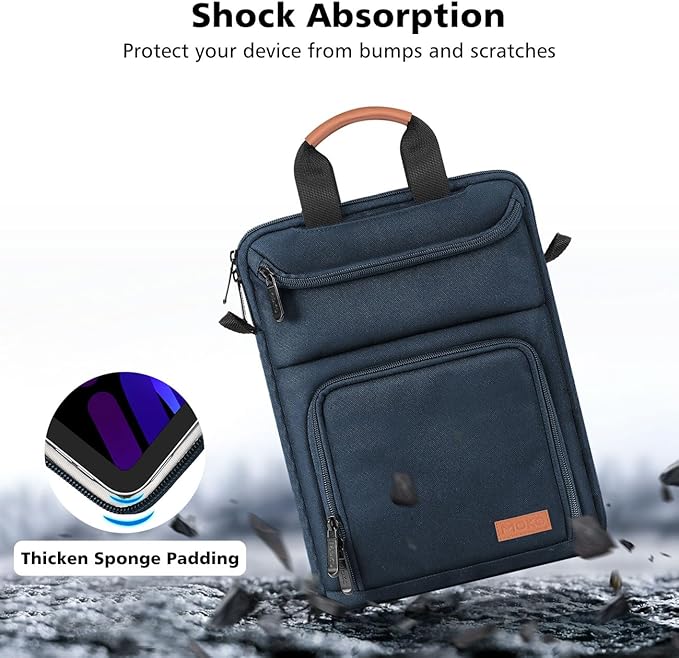 MoKo 9-11 Inch Tablet Sleeve Bag - Carrying Case Fits iPad Air, Pro 11, Tab S8/S9, with Shoulder Strap, Handle and Pockets, Indigo