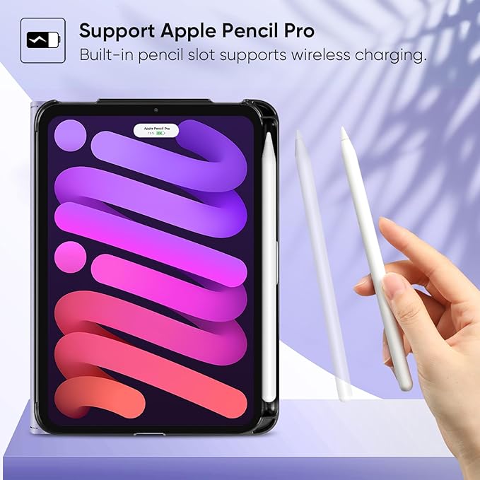 Fintie Folio Case for iPad Mini 7 (A17 Pro, 7th Generation) 2024 / iPad Mini 6 (6th Gen) 8.3 Inch, Multi-Angle Smart Stand Cover with Pencil Holder & Pocket, Auto Sleep/Wake, Lilac Marble