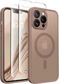 CAPRARO CAPRRO Magnetic for iPhone 13 Pro Max Case, [Compatible with MagSafe] [Full Camera Protection] Shockproof Protective Slim Translucent Matte Phone Case for iPhone 13 Pro Max 6.7'', Brown