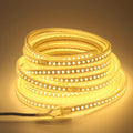 AC 110V LED Strip Light Warm White 82.02FT/25M 120LEDs/m Flexible LED Rope Lights Outdoor Waterproof for Under Cabinets Bookshelf Living Room Lighting 3000K