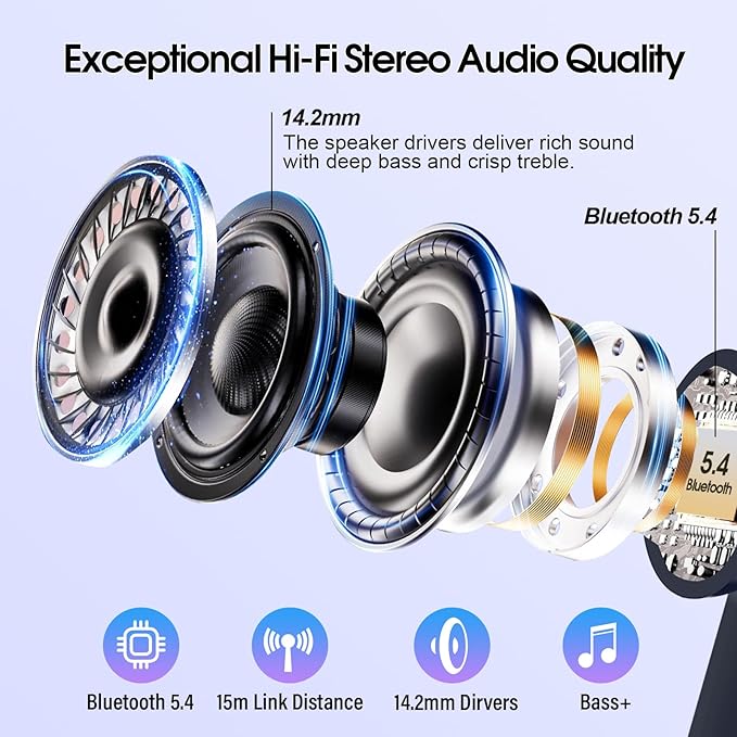 Wireless Earbuds, Bluetooth 5.4 Headphones Multi-Function Touch Screen with 5 EQ Modes, 48H Ear Buds Bass Stereo with ANC Noise Cancelling/Transparency Mode, Dark Blue