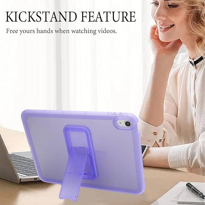 Slim Case for iPad (A16) 11th Generation 11 Inch 2025 / iPad 10th Generation 10.9 Inch 2022, Built-in Kickstand Non-Slip Shockproof Rugged Protective for iPad 11th 10th Gen, Purple