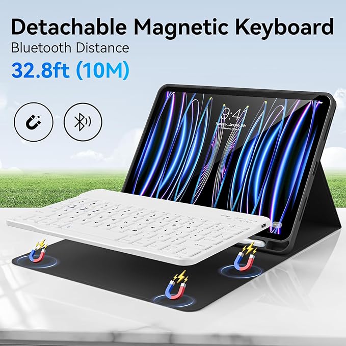 Keyboard Case for iPad Pro 11 Inch 4th Generation/Pro 3rd Gen/Pro 2nd Gen with Pencil Holder, Folio Detachable Wireless Bluetooth Keyboard & Flip Stand Case for iPad Pro 11 Inch, Black
