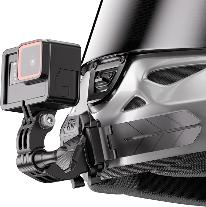 Kewig Universal Motorcycle Helmet Chin Camera Mount with Bendable Mounting Base & Strong Adhesive Pads, Quick-Release Design, Angle Adjustable, Compatible with DJI OSMO/Insta360 Action Camera