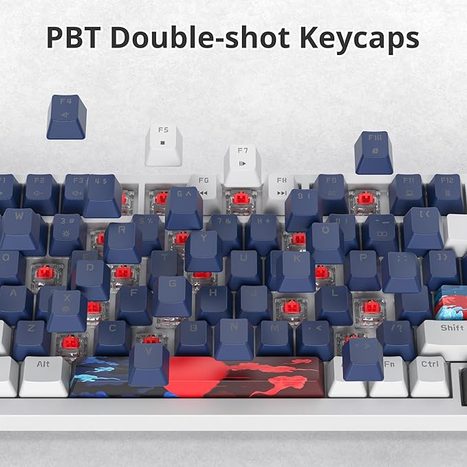 75% Mechanical Gaming Keyboard Wired Gasket Mount Keyboard 82 Keys Hot Swappable Keyboard RGB Backlit Knob TKL Keyboard for PC Laptop Windows Gamer(Blue Earth)