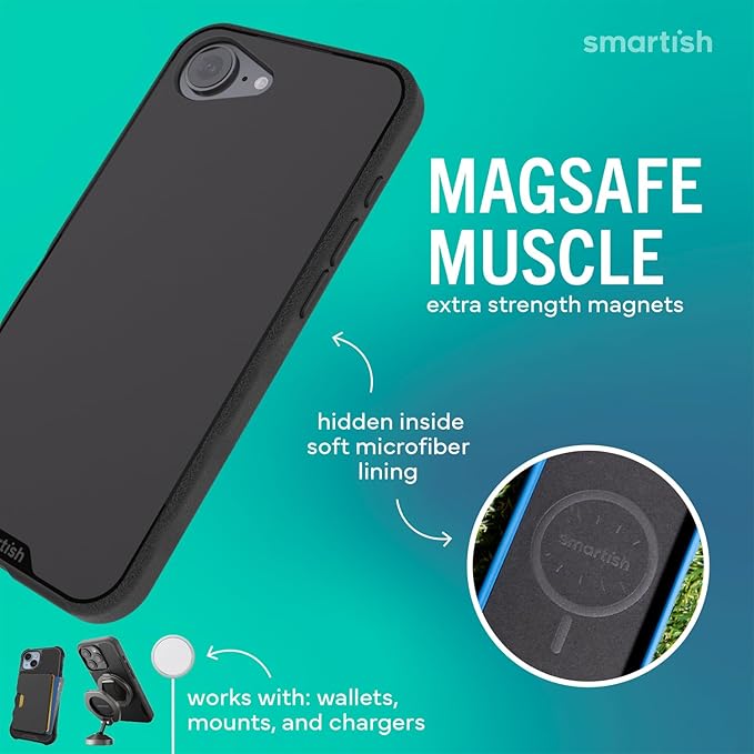 Smartish® iPhone 17e/16e MagSafe Case - Gripmunk Magnetic Slim Case [Lightweight + Protective] Drop Tested Thin Grip Cover with Microfiber Lining for Apple iPhone 17e/16e - Custom Prints