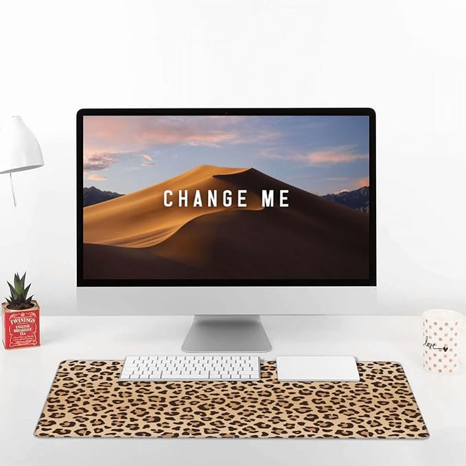 Leopard Print Large Extended Mouse Pads XL Mousepad with Stitched Edges Cheetah Animal Non-Slip Rubber Base Computer Keyboard Pad Desk Mat for Home Office Desk Decor, 29.5" X 15.8"