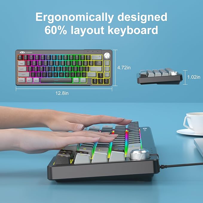 MageGee Mini 60% Gaming Keyboard, RGB Backlit 68 Key Ultra-Compact Keyboard, TS68 Ergonomic Waterproof Mechanical Feeling Office Computer Keyboards for PC, MAC, PS4, Xbox ONE Gamer