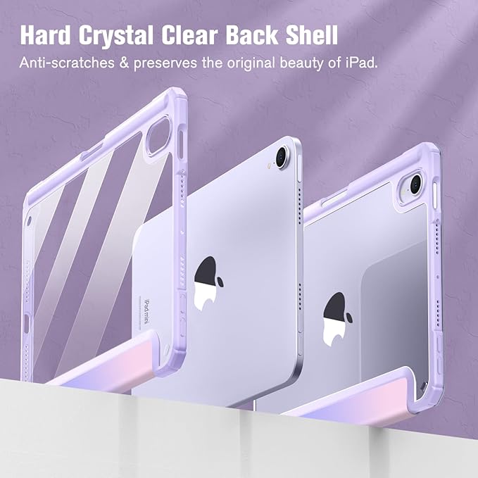 Fintie Hybrid Slim Case for iPad Mini 7 (A17 Pro, 7th Generation) 2024 / iPad Mini 6 (6th Gen) 8.3 Inch, [Built-in Pencil Holder] Shockproof Cover Clear Transparent Back Shell, Fantasy Ombre