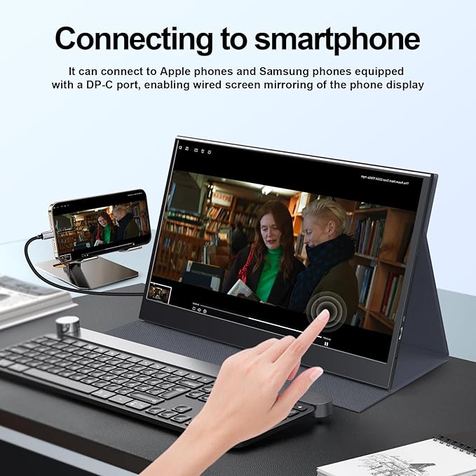 Portable Touch Monitor, 15.6-inch 10-Point Capacitive Touch, FHD 1080P Resolution, IPS Screen, Metal Casing, Compatible with PC/Laptop/Mac/Mobile Devices/PS4/PS5/Xbox/Switch