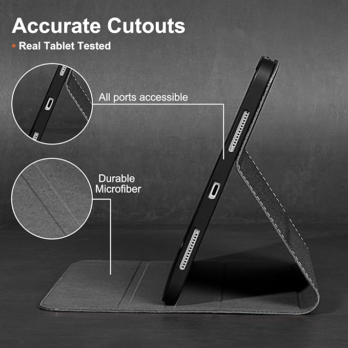 Gexmil Leather Case for iPad mini 7 (A17 Pro) 2024 / iPad mini 6 Generation 2021 8.3 Inch,Premium Cowhide Cover with Pencil Holder,Adjustable Stand, Auto Wake/Sleep,Palm-Print Black
