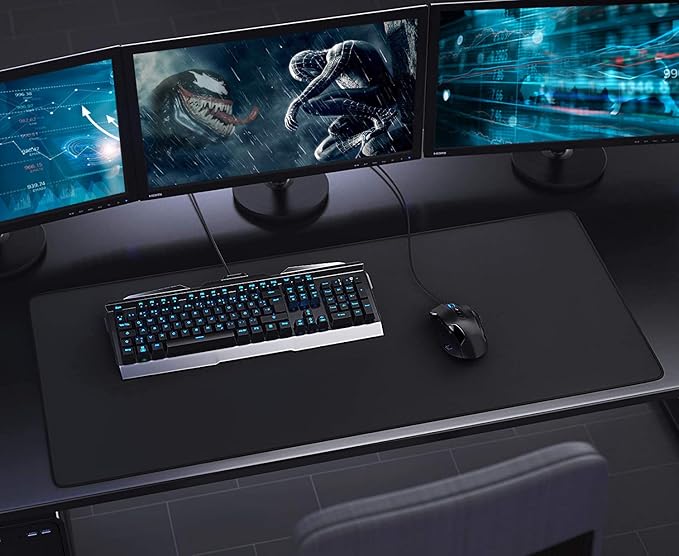 Gaming Mouse Pad, Large Mouse Pad, Waterproof Premium-Textured Mouse Mat, Extended Desk Keyboard Mousepad Non-Slip Mousepad Rubber Base for Game, Office, Esports Pros, Home, 31.5 x 11.8 in, Black