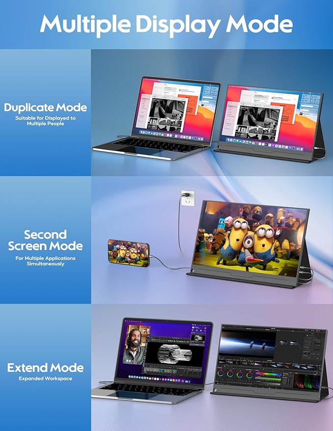 KEEPTIME 4K Portable Monitor 15.6" 3840x2160 UHD USB-C HDMI Laptop Monitor, 100% Adobe RGB IPS Computer Gaming Display HDR Travel Screen w/Speakers for Laptop Xbox PS5 Switch PC Phone