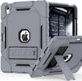 ZoneFoker Case for iPad (A16) 11th/10th Generation 11/10.9 inch 2025/2022, Heavy Duty Military Grade Shockproof Rugged Cover with Pencil Holder/Stand for i Pad 11th / 10 th Gen (Gray+Black)