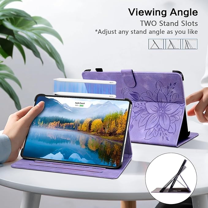 Case for iPad 9th Generation (2021) / 8th Generation (2020) / 7th Gen (2019) 10.2 Inch, Auto Wake/Sleep Supports Pencil Holder Magnetic Clasp Stand Cover, Purple