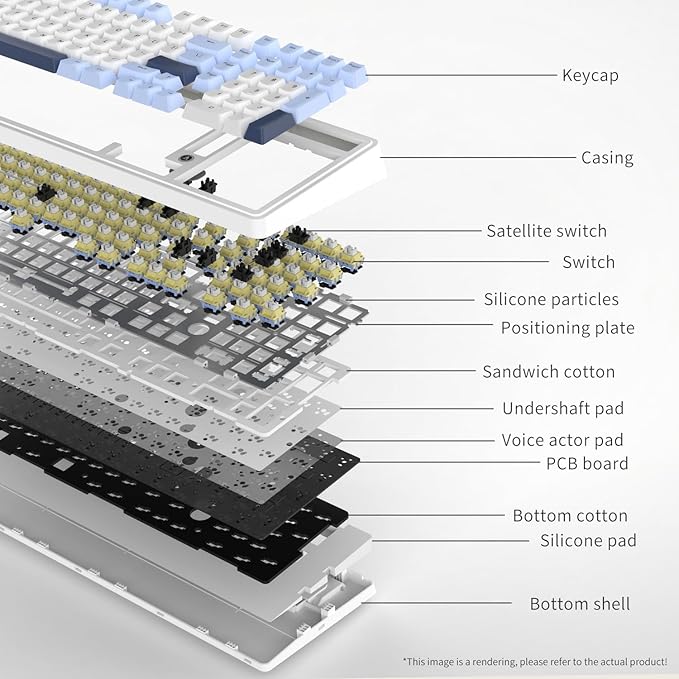 FIRSTBLOOD ONLY GAME. AK980 101-Key Hot-Swappable Mechanical Keyboard, Gasket Mount RGB Backlit, Programmable Macro, Full N-Key Rollover, with Dreamscape Linear Switches (Glacier Blue)