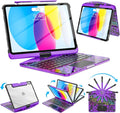 SIBEITU Keyboard Case for iPad A16 11th Gen 11" 2025 & 10th Gen 10.9" 2022, Clear Wireless Keyboard Protective Cover with Multi-Touch Trackpad, 7-Color Backlight & 3-Brightness, 360 Rotatable, Purple