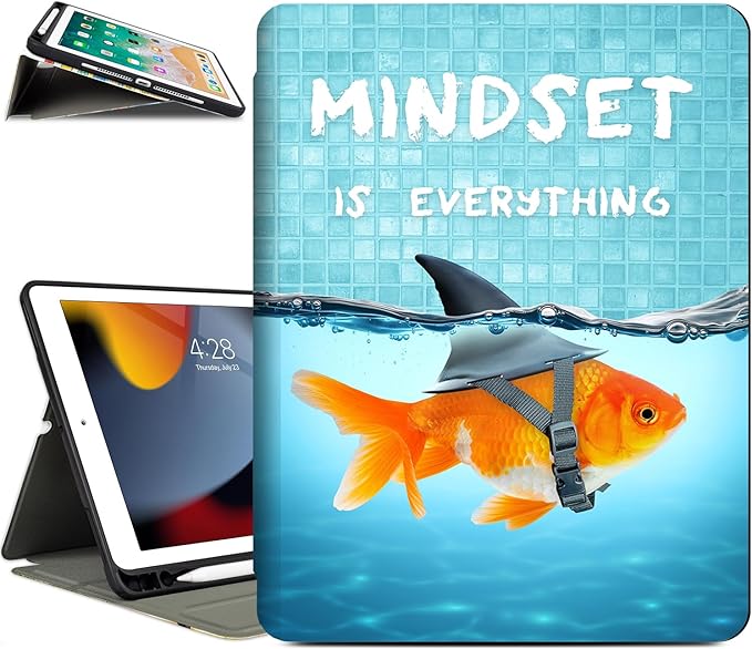 Vimorco for iPad 9th/8th/7th Generation Case 10.2 Inch, for iPad Pro 10.5 Inch Case, for iPad Air 3rd Generation Cases 10.5-inch Pencil Holder/4 Viewing Stands/Typing Stand/Slim, Goldfish as Shark