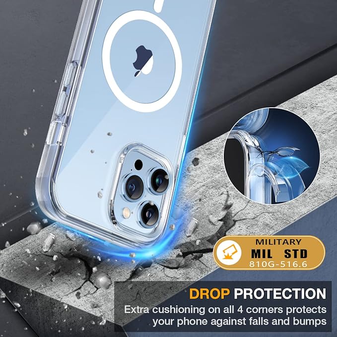 Miracase for iPhone 13 Pro Case 6.1",Full-Body Protection,Clear Bumper Case with Built-in 9H Tempered Glass Screen Protector,Military-Grade Drop Protection Outdoor Phone Case for iPhone 13 Pro,Clear