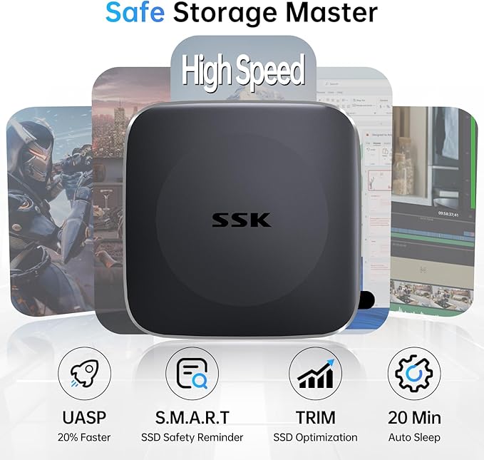 SSK External Drives 1TB,Portable SSD Speed up to 550MB/s Hard Drive Type C+USB A Fast Solid State Drives USB-3.2 GEN2 SSD-Drive USB-Data Storage for iPhone 15/Android/Windows/Mac/Xbox