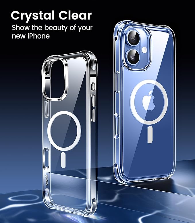 Mkeke Magnetic Clear Case for iPhone 17, Compatible with MagSafe, Military-Grade Protection, Phone Bumper 6.3 inch 2025